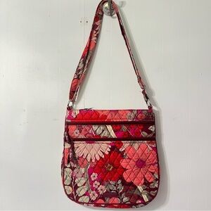 Vera Bradley Triple Zip Hipster Floral Blooms Boho Crossbody Bag Pocketbook